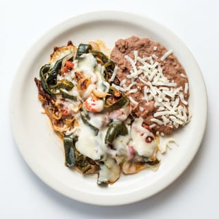 Rajas con Queso [Poblano Strips with Cheese] Plate