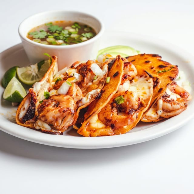 Rojito de Camarón [Shrimp & Cheese Taco].