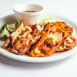 Rojitos de Camarón [Shrimp & Cheese Tacos]