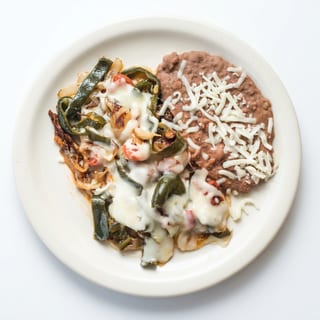 Rajas con Queso [Poblano Strips with Cheese] Plate