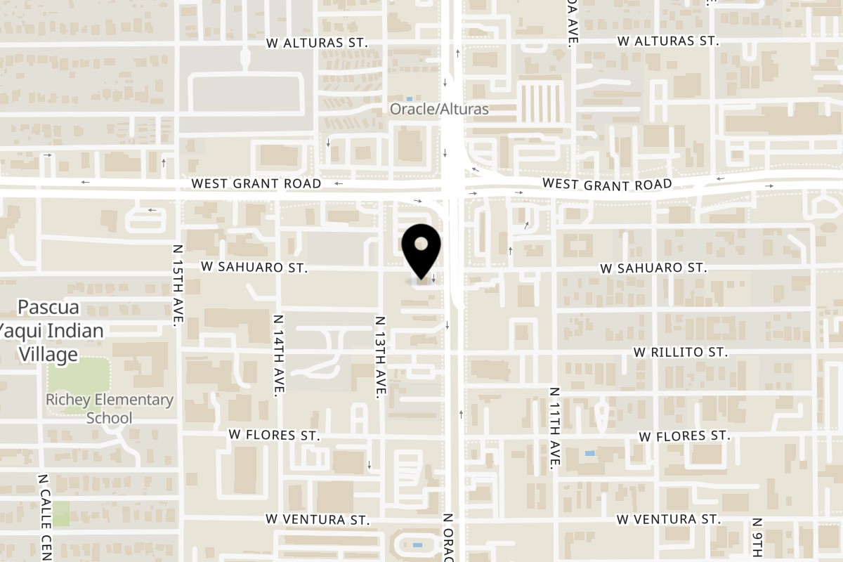Map showing the location of El Taco Rustico Oracle Rd on 2281 N Oracle Rd in Tucson
